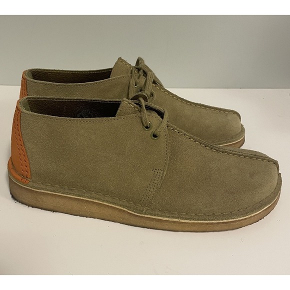 Official Clarks Originals Desert Trek Apple Suede Green Orange Men Size 9 EUC - Picture 1 of 12